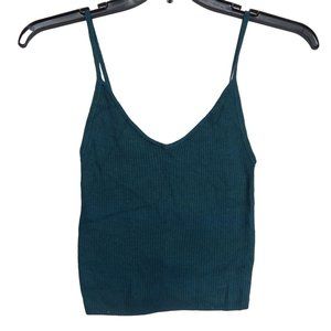 Kendall & Kylie PacSun Womens Spaghetti Strap Knit Crop Top Teal Size XS